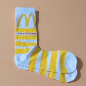 Yellow and White Striped McDonald's Socks